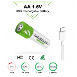 1.5V AA Akku li-ion Battery Smartoools 2600mWh 100% capacität li-polymer per USB aufladbar