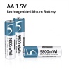 1-4x 1.5V AA Akku lithium-ionen Smartoools Battery 4000(9800)mWh 2000x ladb.m.4,2V Ladegerät