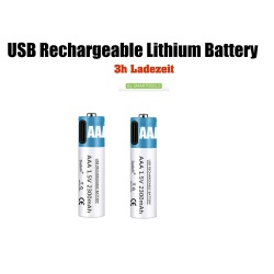1.5V AAA Battery li-ion Battery 550mWh 100% capacität li-polymer rechargeable via USB