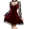 rotes Gothic Mini Kleid mit Spitze und Hoher Taille Bodycon Kleid Vintage Punk in L oder M